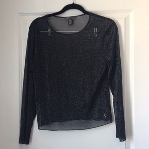 Glitter see through mesh top